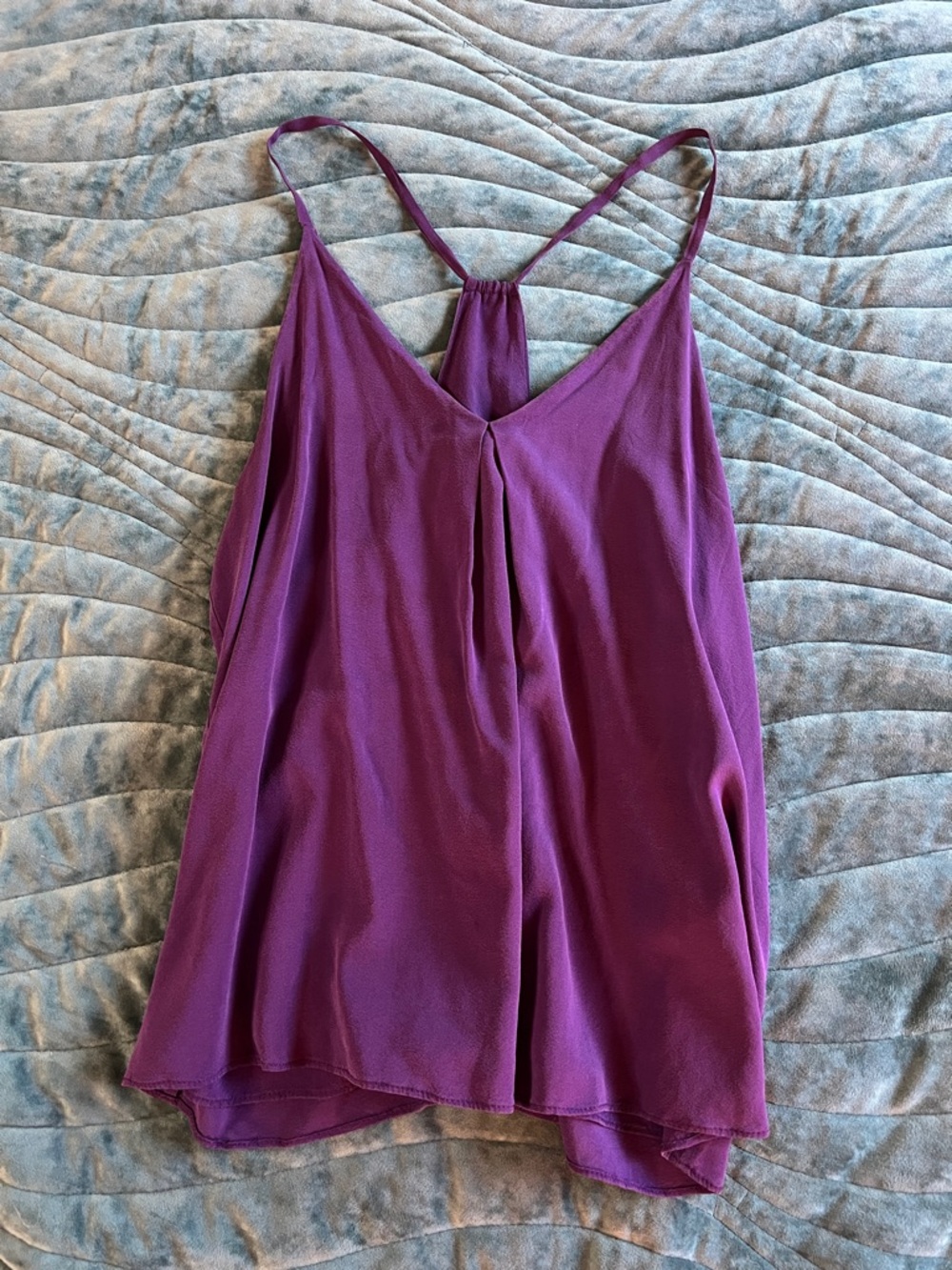 Alice + Olivia Silk V neck halter Tank Top eggplant purple